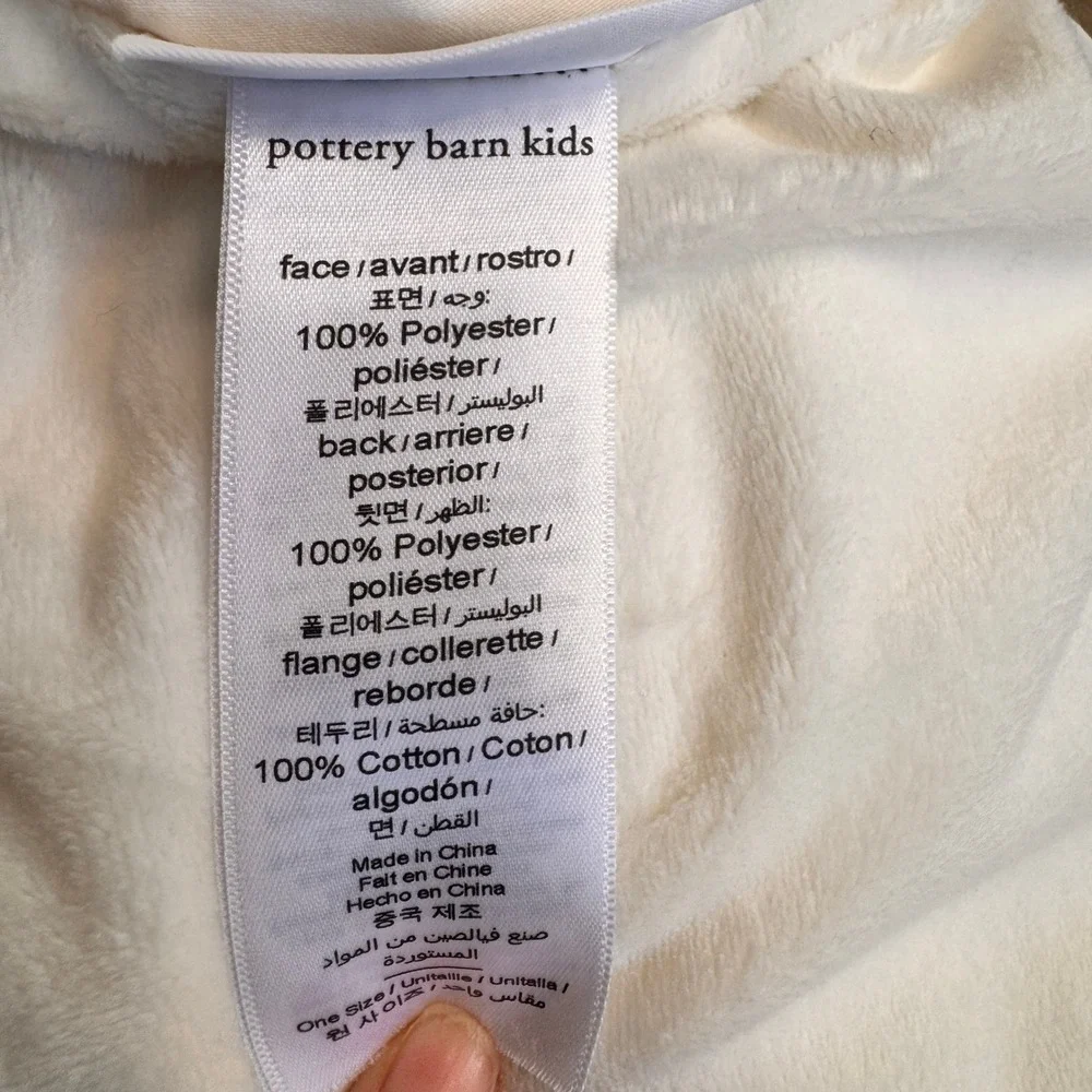 Pottery Barn Kids Plush Throw Baby Blanket Cream Textured Baby‎ Velour Back